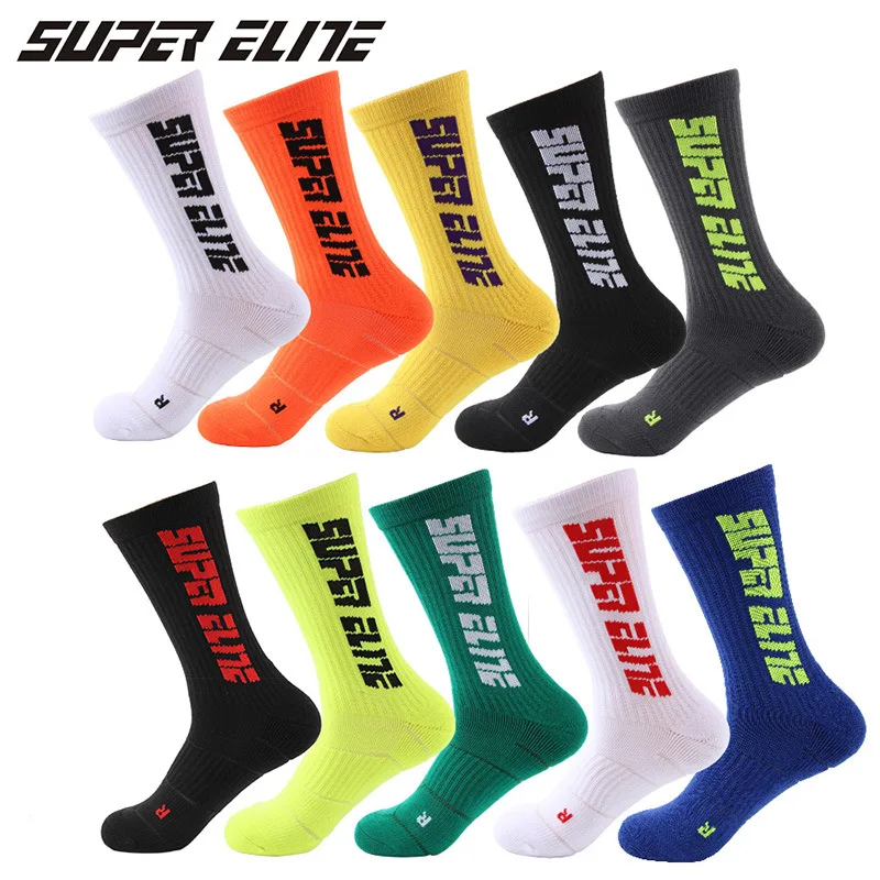 

Elite basketball socks Medium tube letter towel bottom crack sports socks non-slip men's Cycling running protection socks