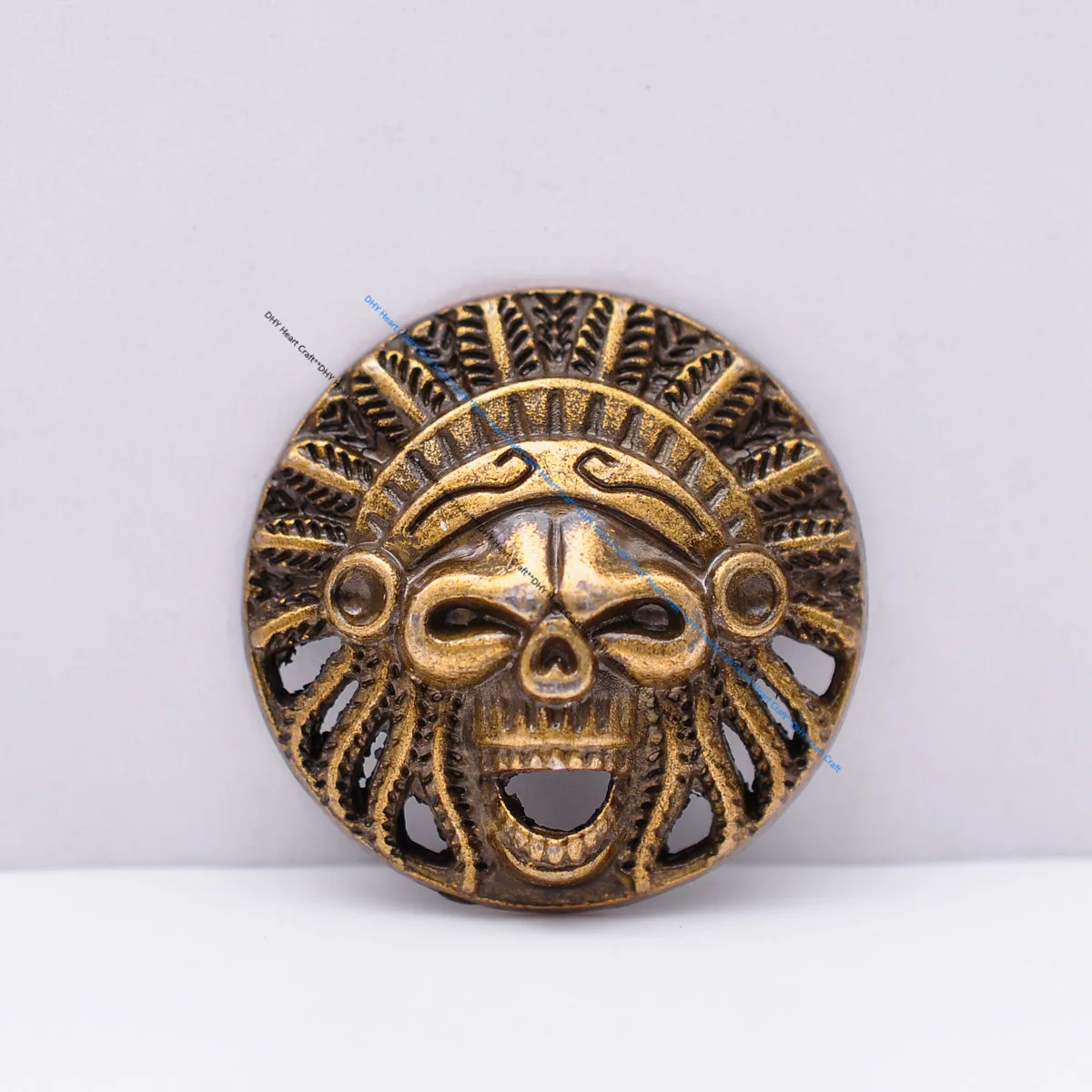 

10X 30MM Vintage Brass Western Biker Indian Chief Skull Leathercraft Belt Saddle Concho Decoration