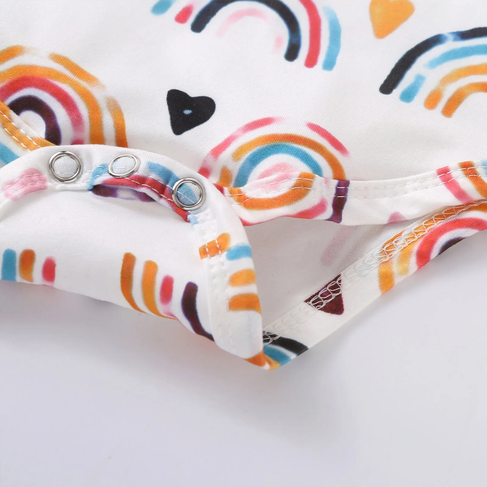 

Newborn Baby Girl Rainbow Print Fly Sleeve Romper Bodysuits+Pants+Headband Set newborn boy clothes baby kleding jongen E1