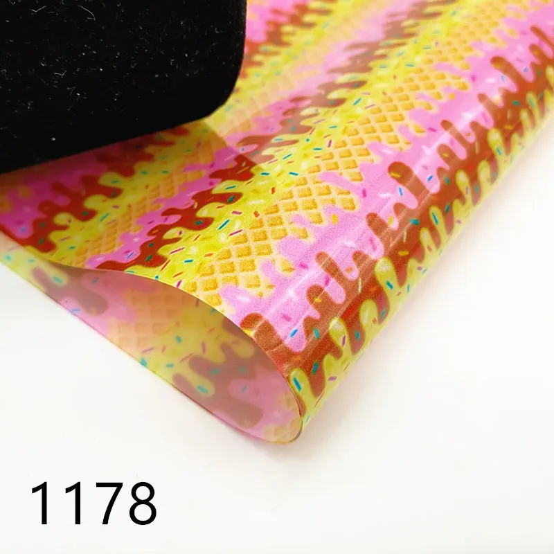 A4 20*33 см мультфильм Мороженое УФ прозрачный принт ПВХ ткань для DIY лука Материал