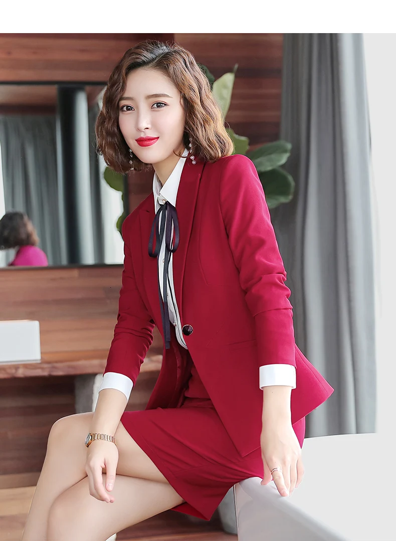 Fashion Women Long Sleeved Jacket Dress Slim Skirt Suits Two Pieces Together Large Office Lady Working Clothes Maternity