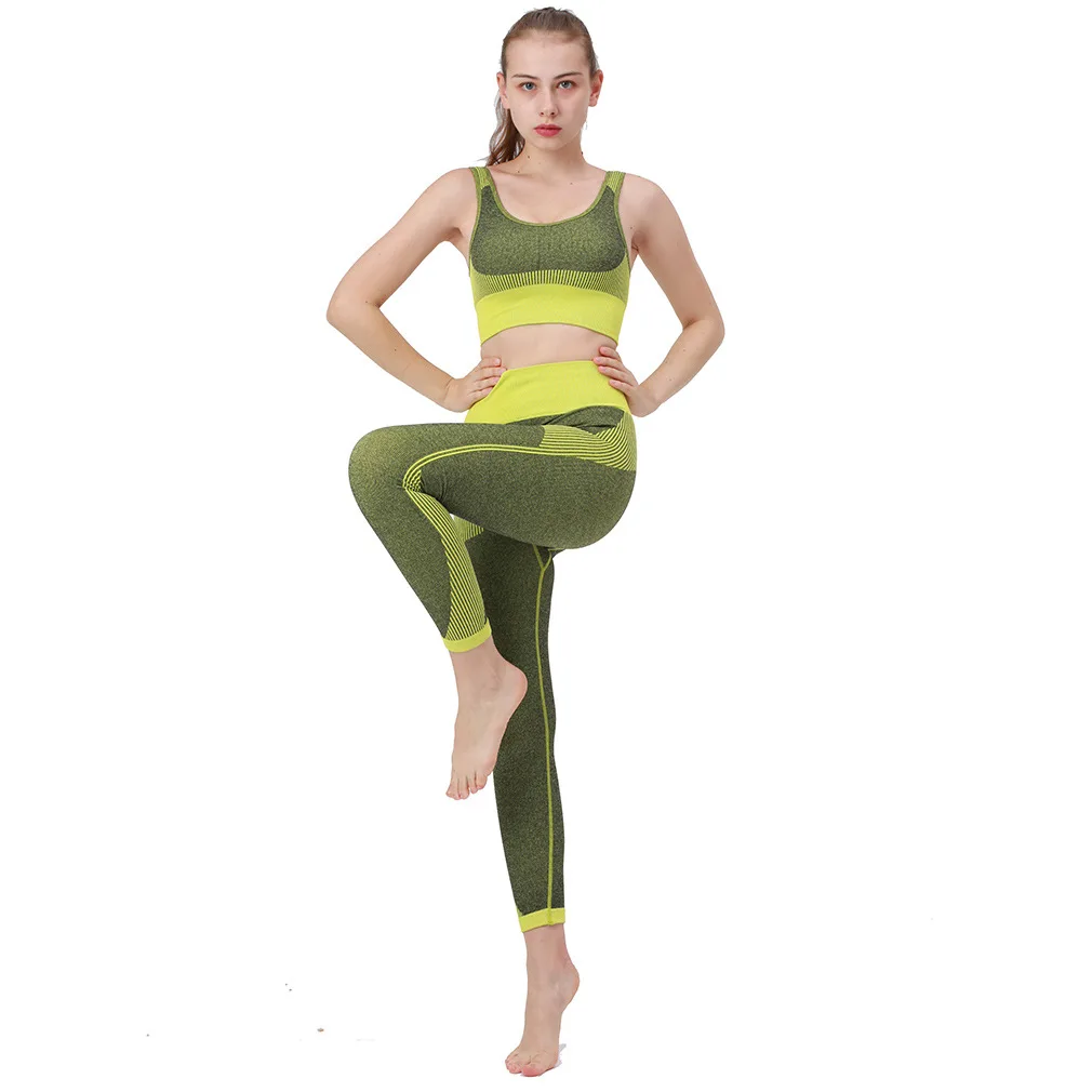

2Pcs Seamless Yoga Clothing Set Quick-drying High-stretch Yoga Pants Yoga Hips Sports Running Fitness Bra Set Workout Leggings