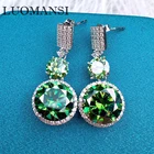 Luomansi Роскошные 5 + 1CT 11 мм зеленые серьги с мусанитом пройденные алмазные тест S925 ювелирные изделия для женщин Свадебная вечеринка