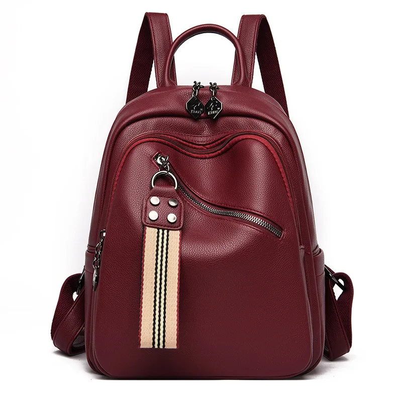 

Backpack women 2021 new style trendy fashion Korean student personality soft leather leisure travel bag