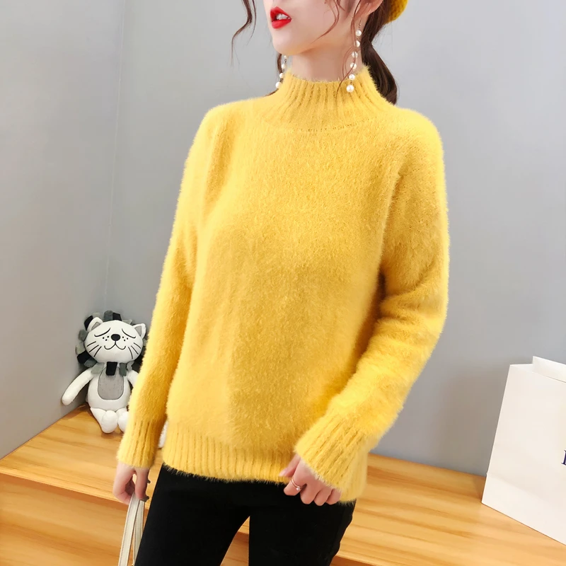 Gkfnmt Pull Femme Pullover Women Sweaters And Pullovers 2019 Cashmere Sweater knitted Korean Winter Warm Mohair Fur | Женская одежда