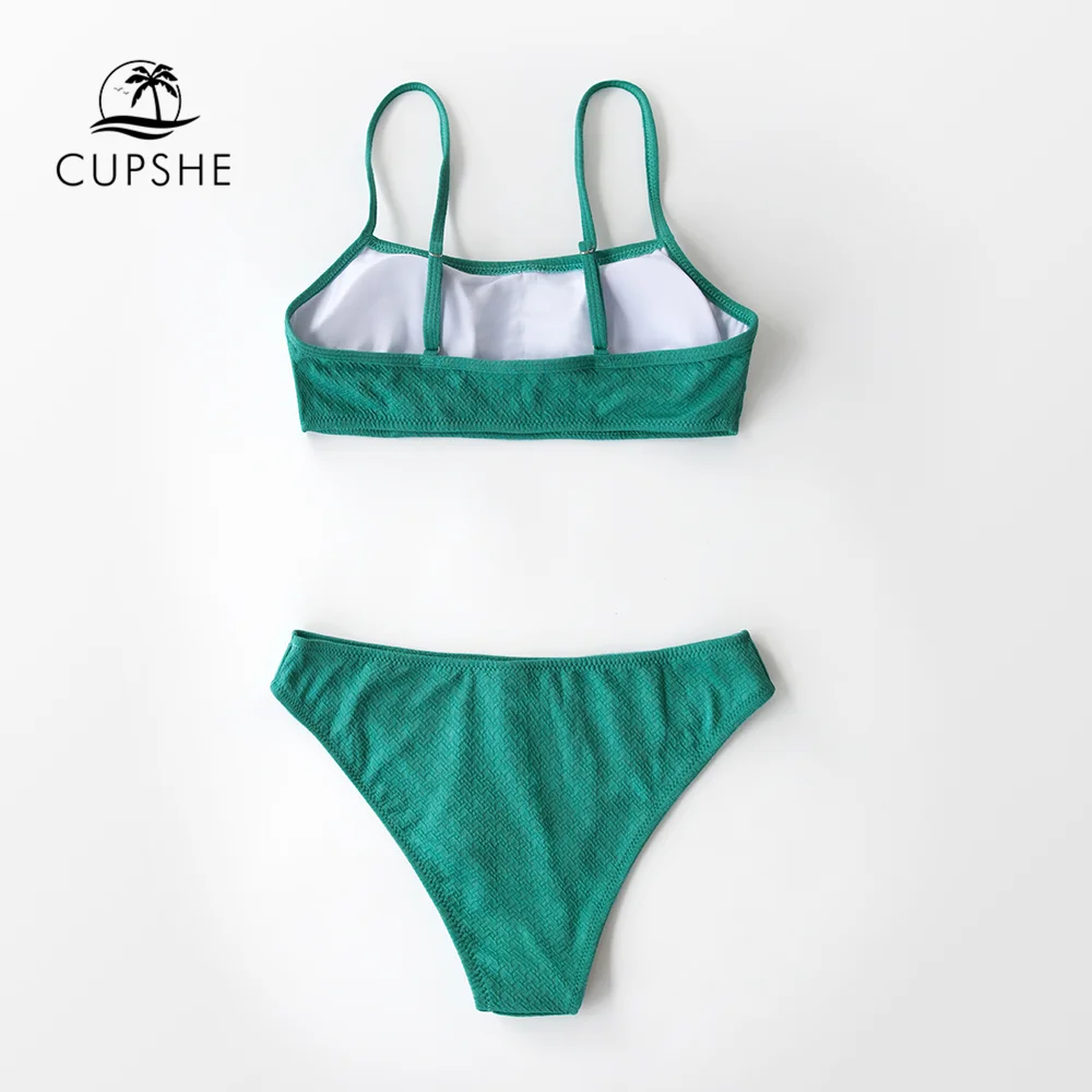CUPSHE текстурированный Бирюзовый пикантный комплект бикини с низкой талией