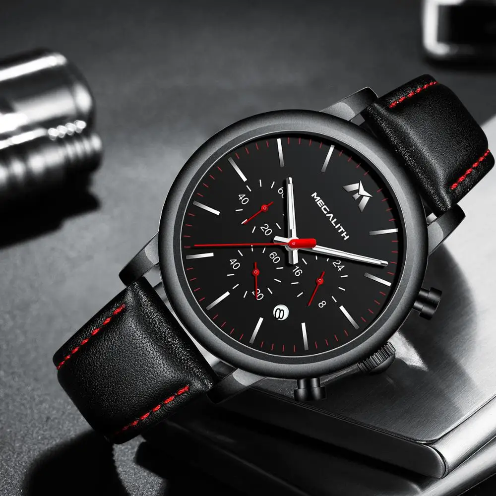 Мужские часы MEGALITH спортивные водонепроницаемые светящиеся кварцевые наручные