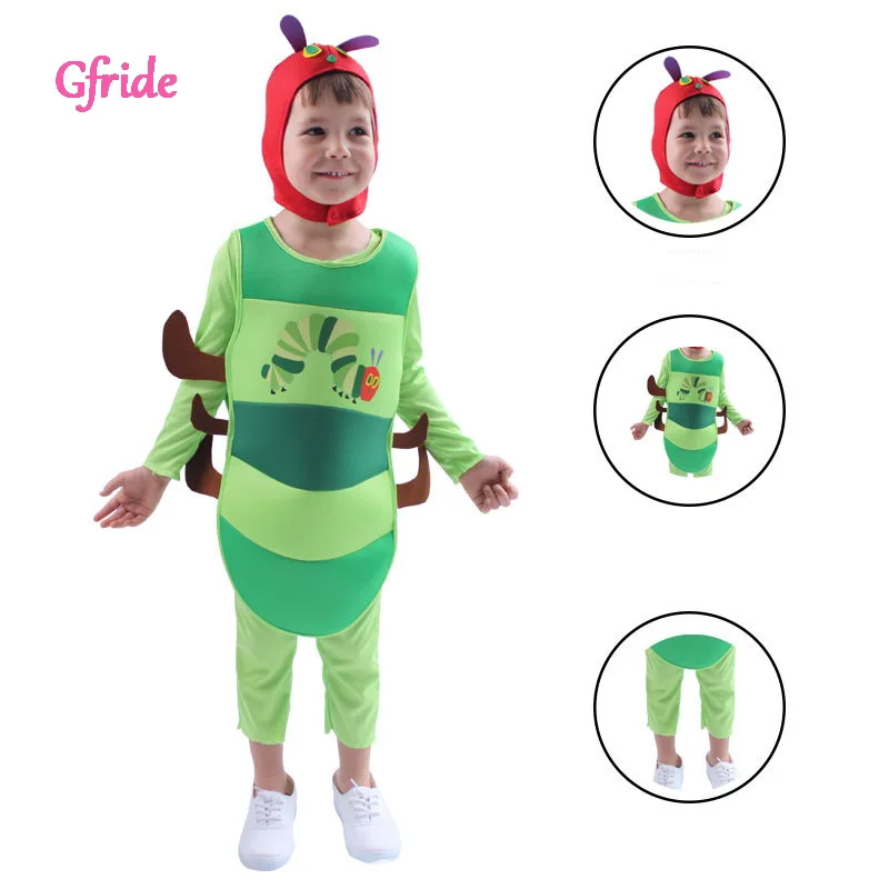

Boys Girls Performance Costume Children's Holiday Party Dress Up Caterpillar Style Cosplay Costume Halloween Stage Costume 3-8Yr
