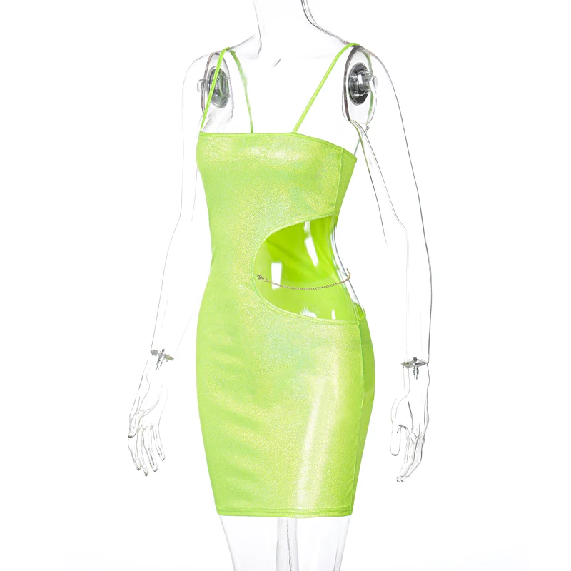 

Zoctuo Dress For Women Sleeveless Solid Hollow Out Sequined Mini Dress Spring Summer Fashion Sexy Party Club Dress 2021 New