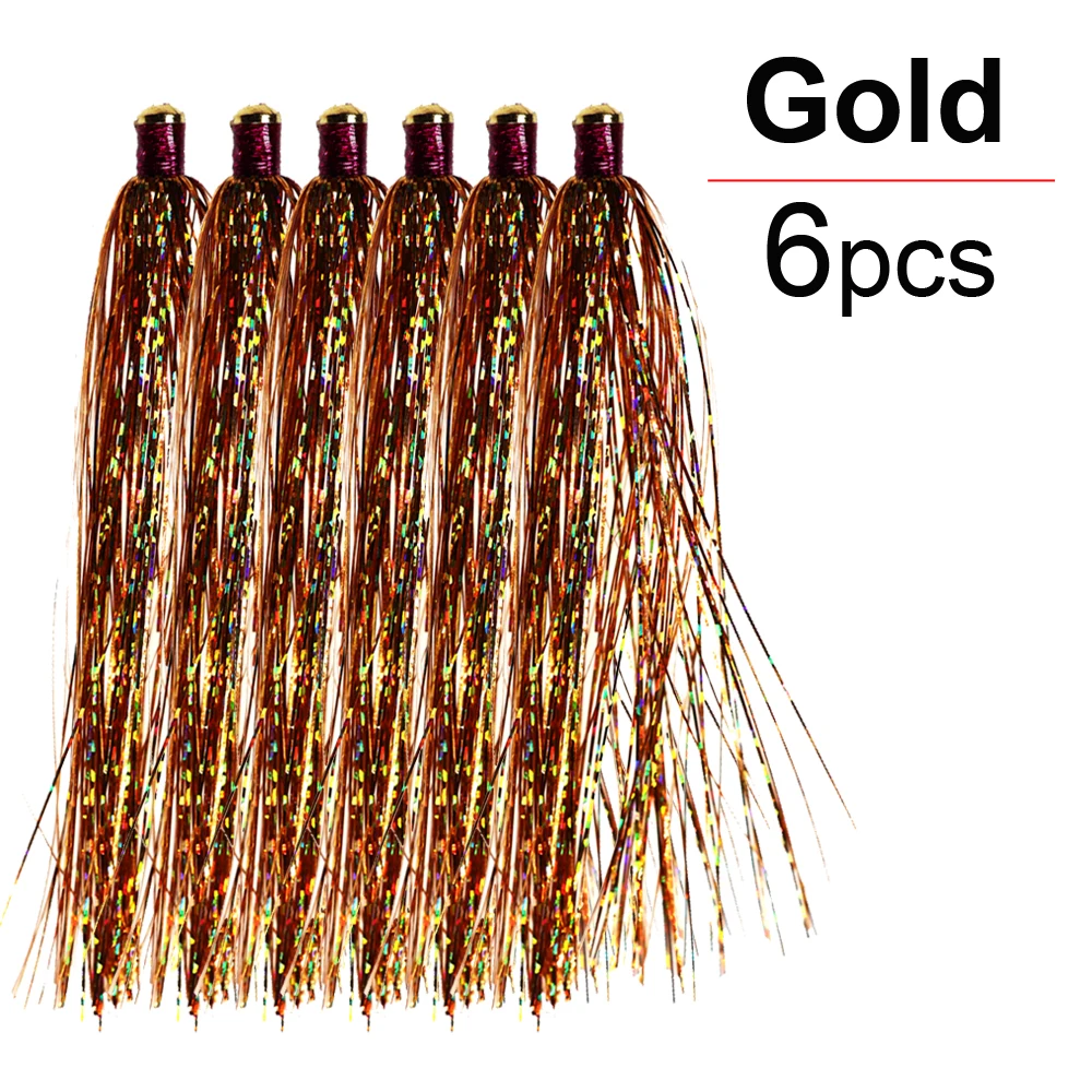 Gold-6pcs ICERIO 6 шт. латунная скользящая трубка стример Голографическая мишура мигалка Прорезыватель форель рыболовные приманки снасти - Цвет: Gold-6pcs