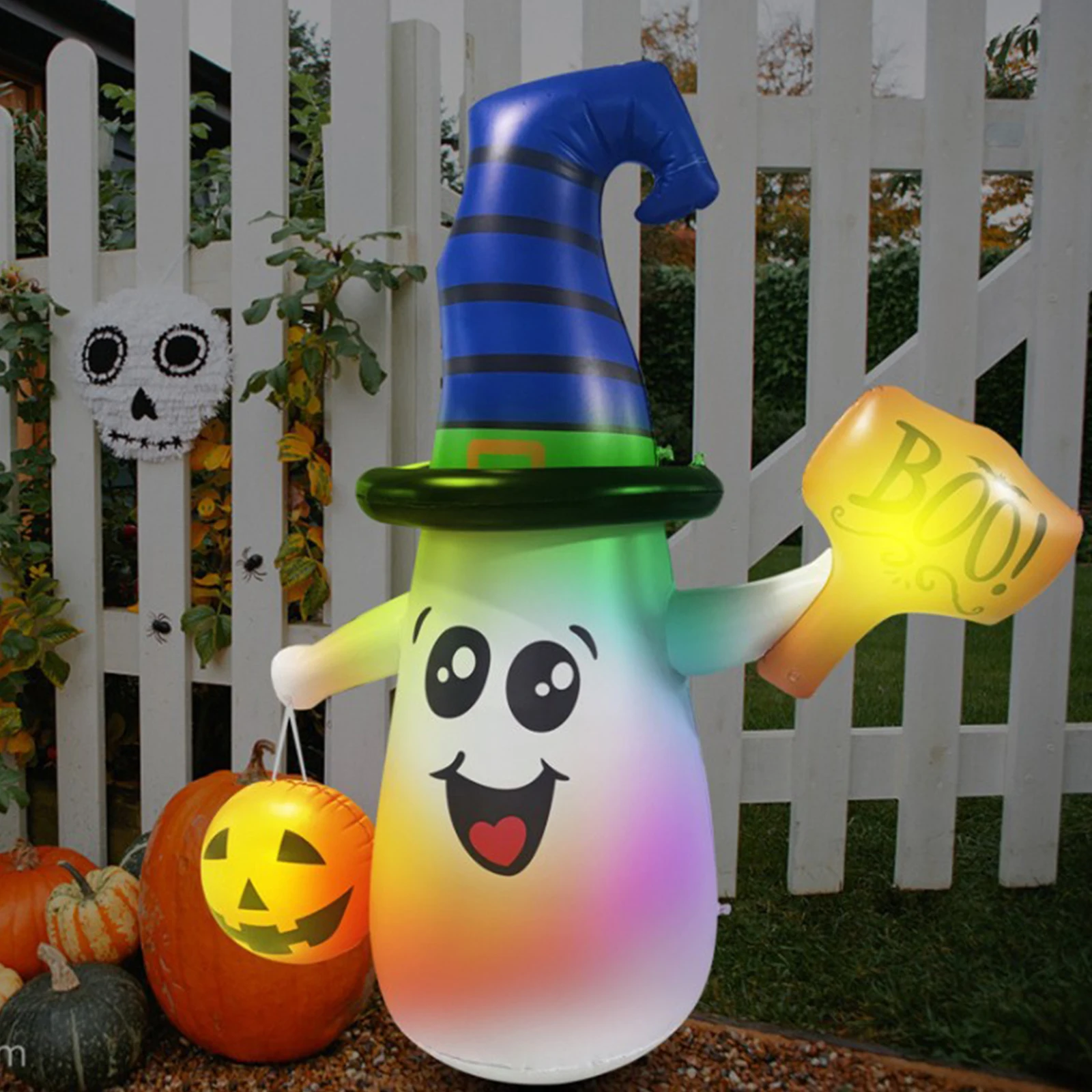 

Страшное наружное Надувное украшение на Хэллоуин, искусственное украшение со светильник кой вечерние, двора, газона, Садовые принадлежност...