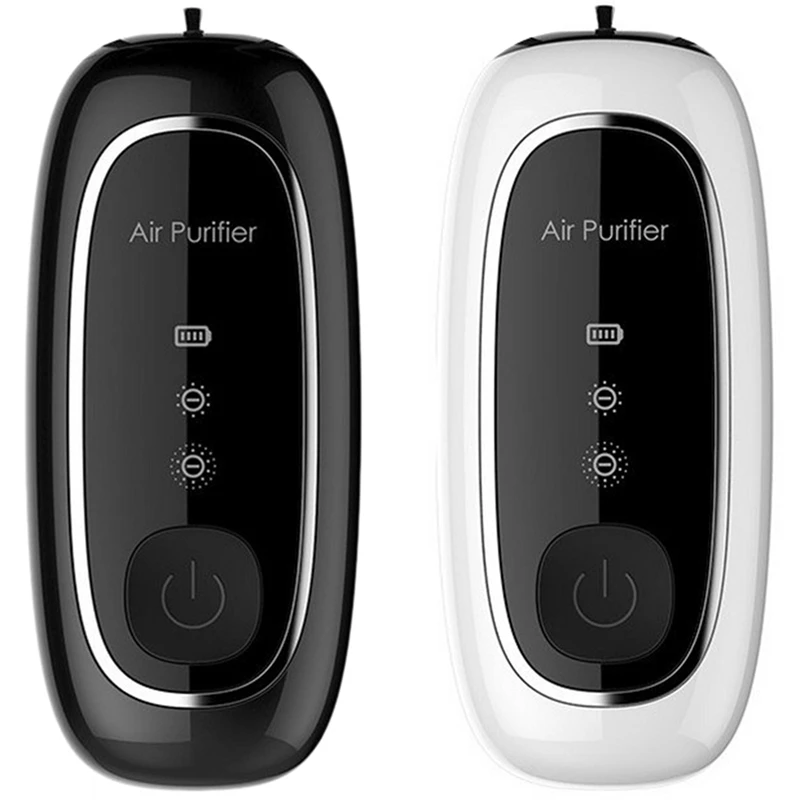 

2Pcs Usb Portable Air Purifier, Personal Hanging Necklace with Negative Ion Air Freshener-No Radiation - Black & White