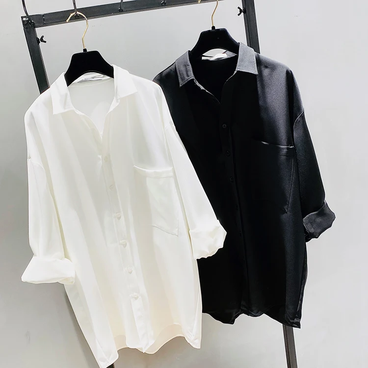 Новая модная Осенняя элегантная женская шифоновая блузка средней длины с