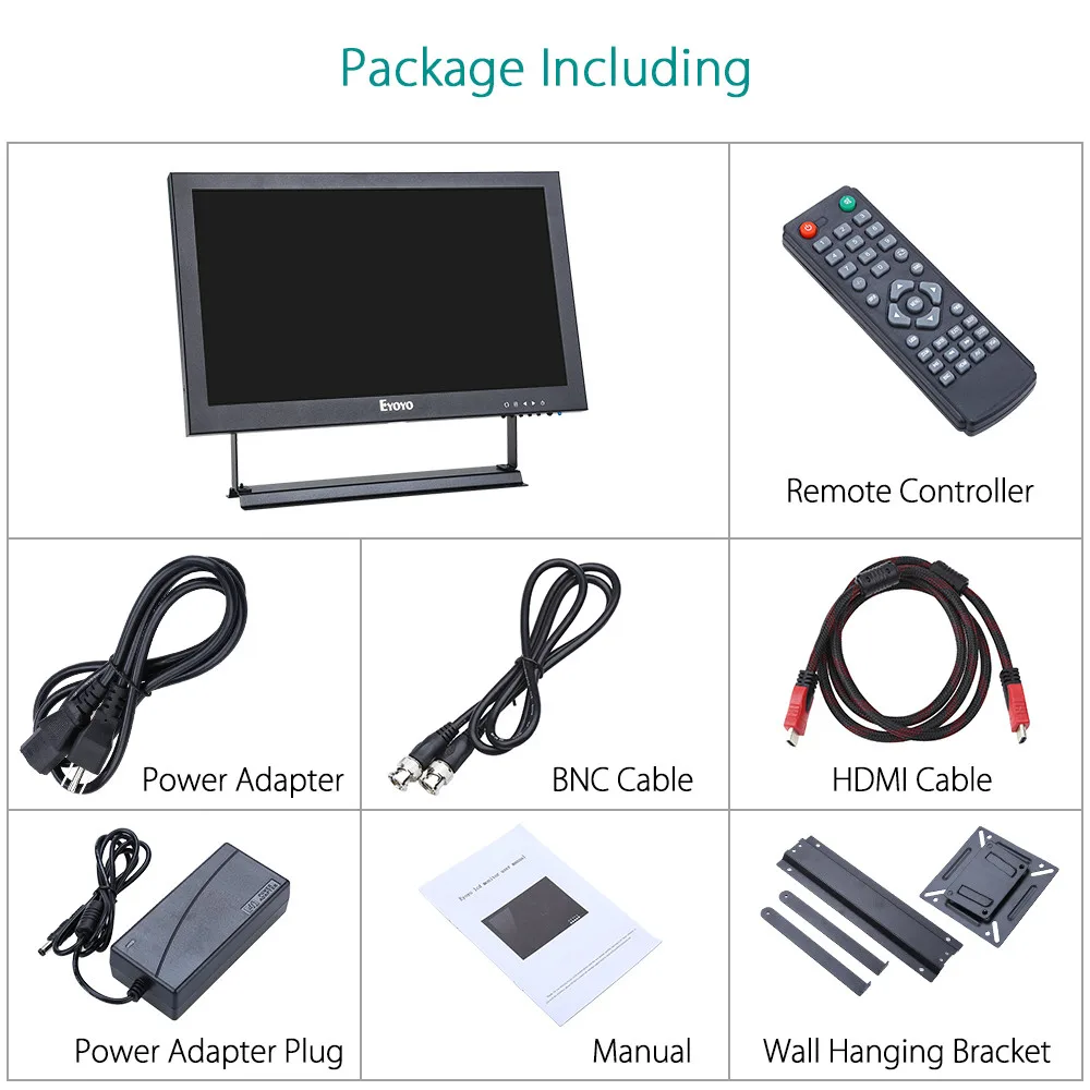 Eyoyo 13 &quotEM13A IPS HDMI BNC CCTV монитор FHD 1080P ЖК-экран с VGA AV USB динамиком для DVD DVR ПК ноутбука