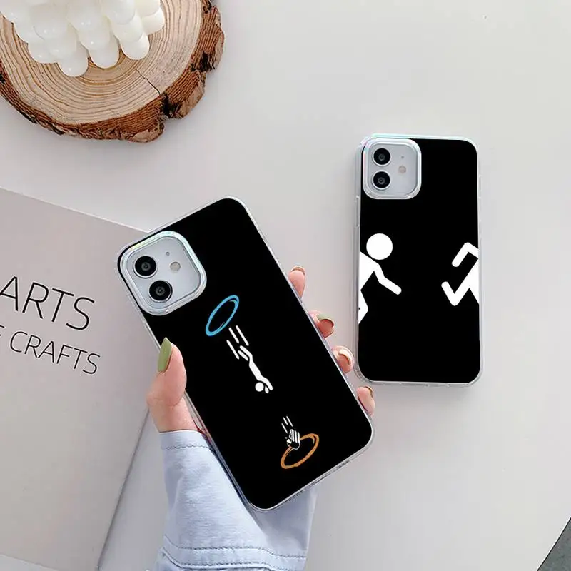 

portal game Phone Case for iPhone huawei P 7 8 9 11 12 10 30 40 S X XS XR MINI Pro Max Plus laser Transparent Glitter