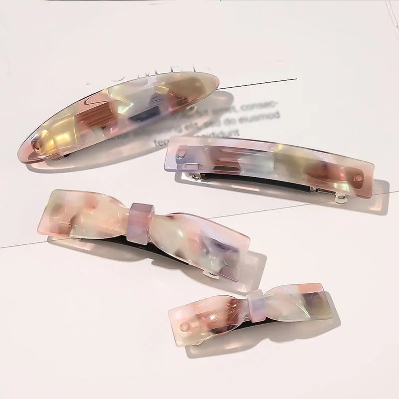 Acetate Hair Claw Geometric Clip Hairpin Ponytail Holder Barrette Accessories Semicircle Thin Long Headwear |