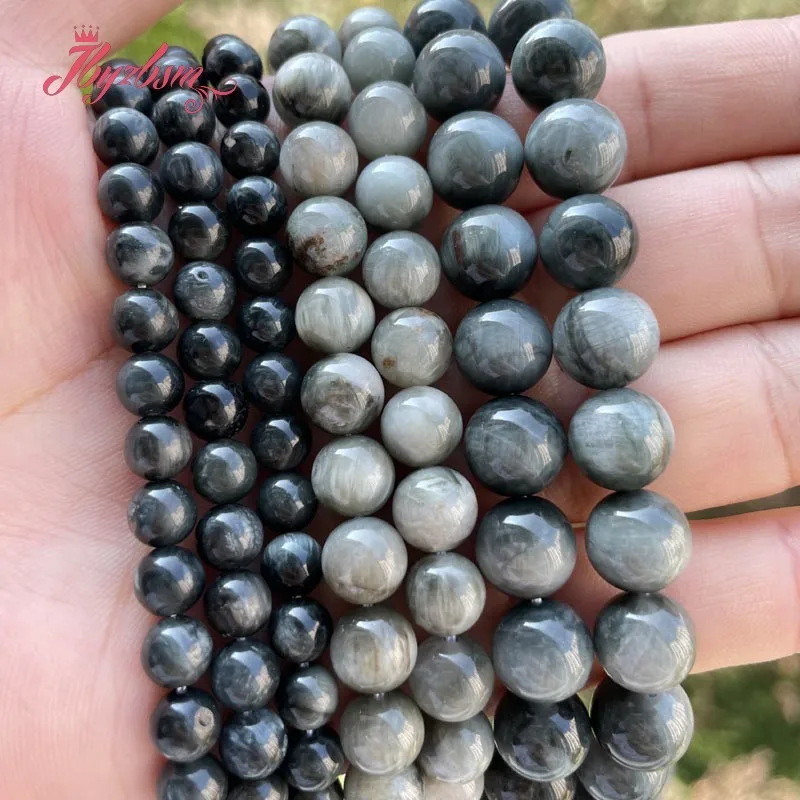 

6,8,10mm Smooth Round Ball Eagle Eye Beads Natural Stone Beads For DIY Necklace Bracelet Jewelry Making Loose 15" Free Shipping