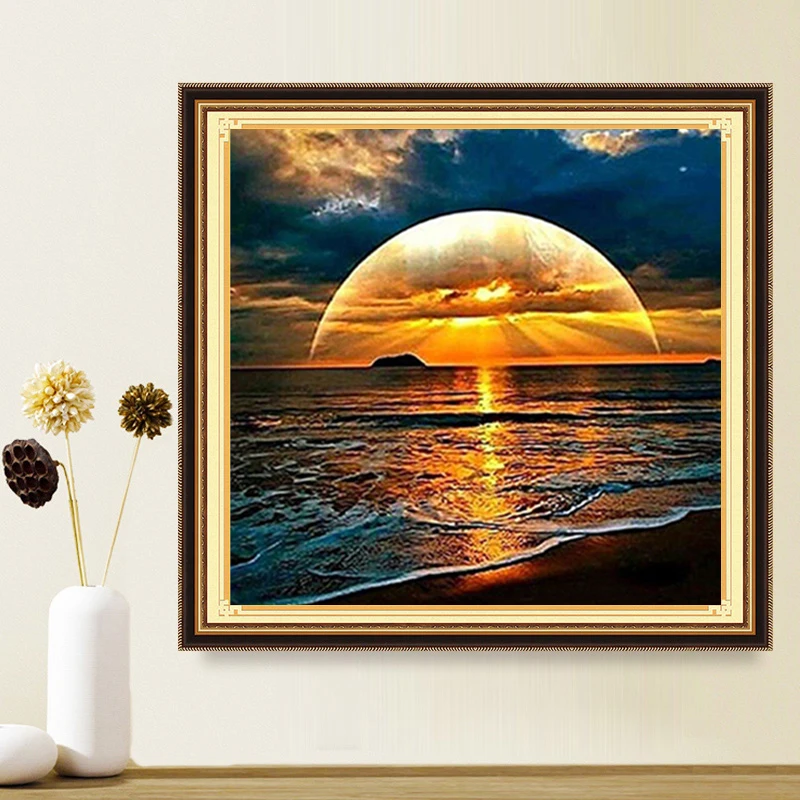 LaoJieYuan Full Square Diamond Painting 5D Moon Art Embroidery landspace Mosaic Handmade New Arrival Home Decoration | Дом и сад