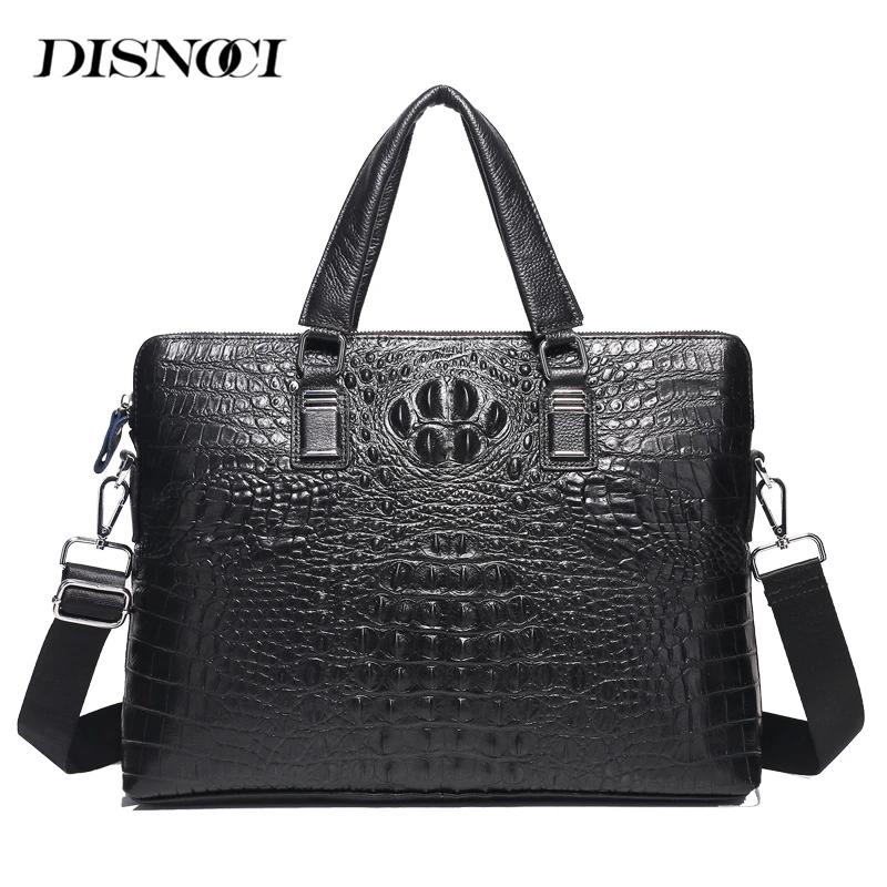 DISNOCI мужские сумки из натуральной кожи мужской портфель с крокодиловым узором