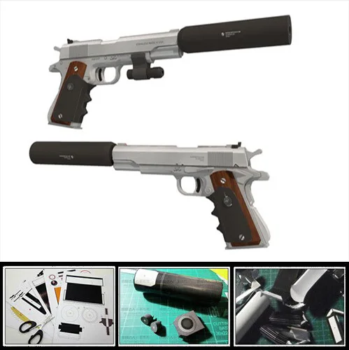 1:1 Бумажная модель огнестрельного оружия 3D ручной работы Killer Silverballer 45 ACP пистолет