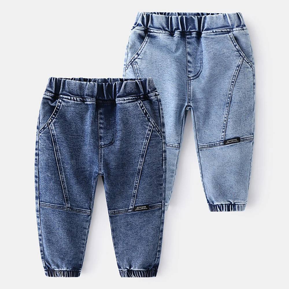 

New Design Good Quality Factory Price Fashion Hot Selling Children's Solid Color Stitching Stretch Loose-Fitting Casual Jeans