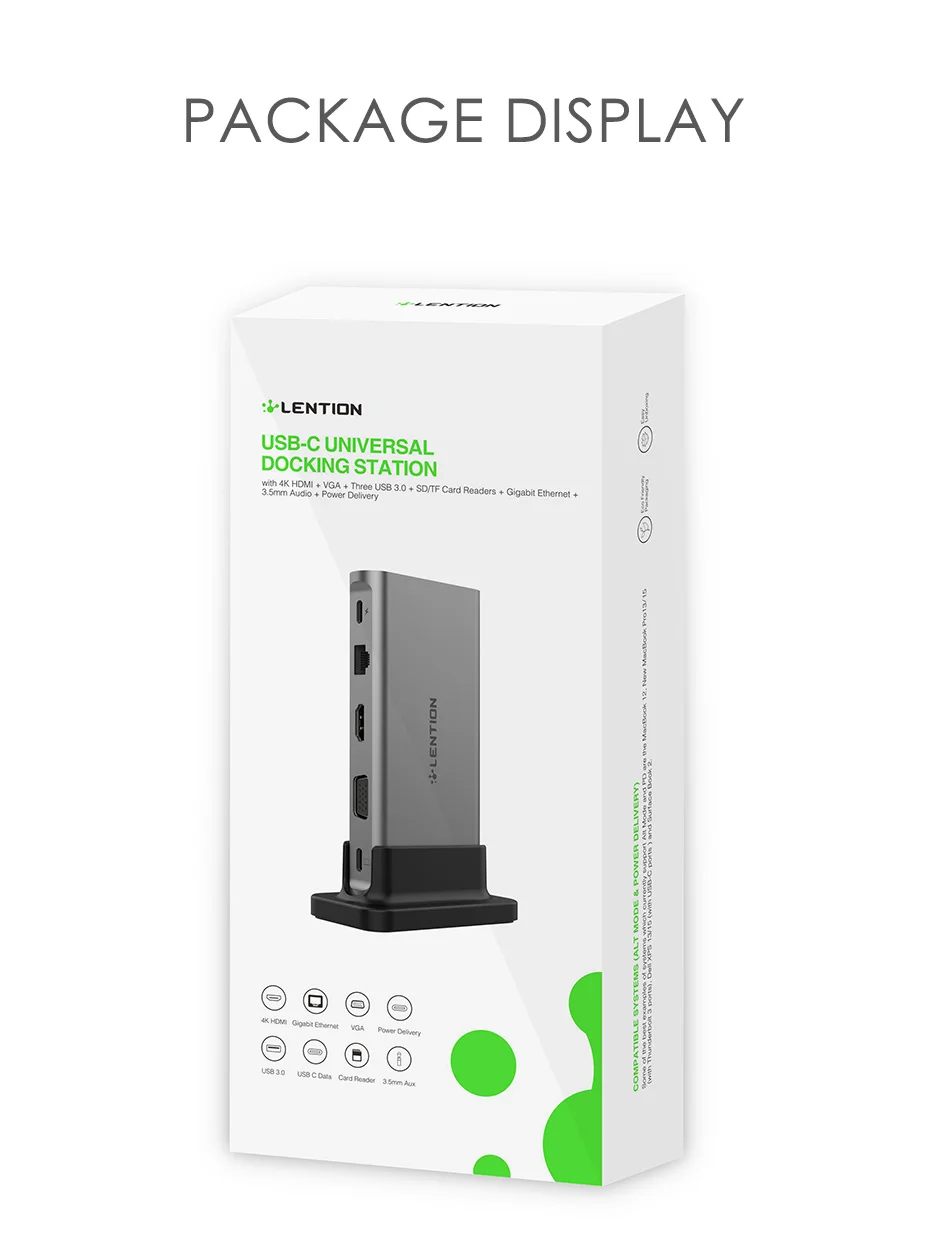 USB-C переносная док-станция с HDMI 1080P VGA, Gigabit Ethernet, кардридер, адаптер Aux, USB3.0, питания, разъем rj45