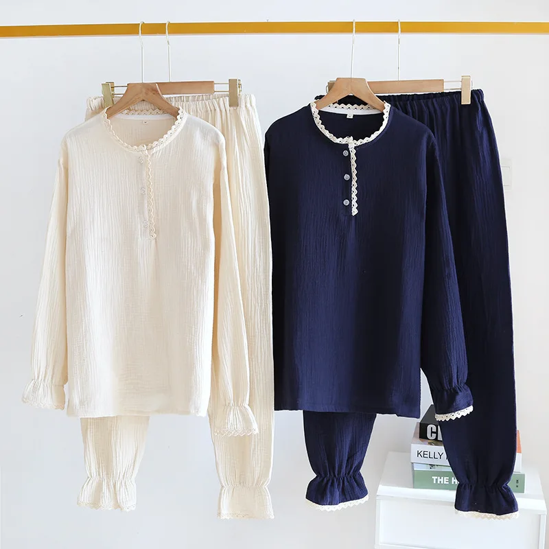 Housewear Women's Pajamas Sets Cotton Suit Large Spring Summer Nightwear New Long Sleeve Round Neck Female Sleepwear Nightgown