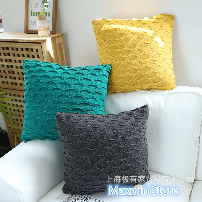 45X45 см Модный 3D чехол для подушки с рыбьей чешуей из трикотажа для декоративной подушки на диване