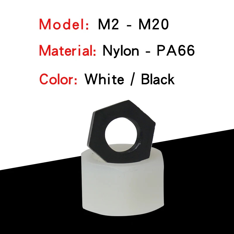 5-100 нейлон нержавеющая сталь шестигранные гайки M2 M2.5 M3 M4 M5 M6 M8 M10 M12 M14 M16 M18 M20 белого