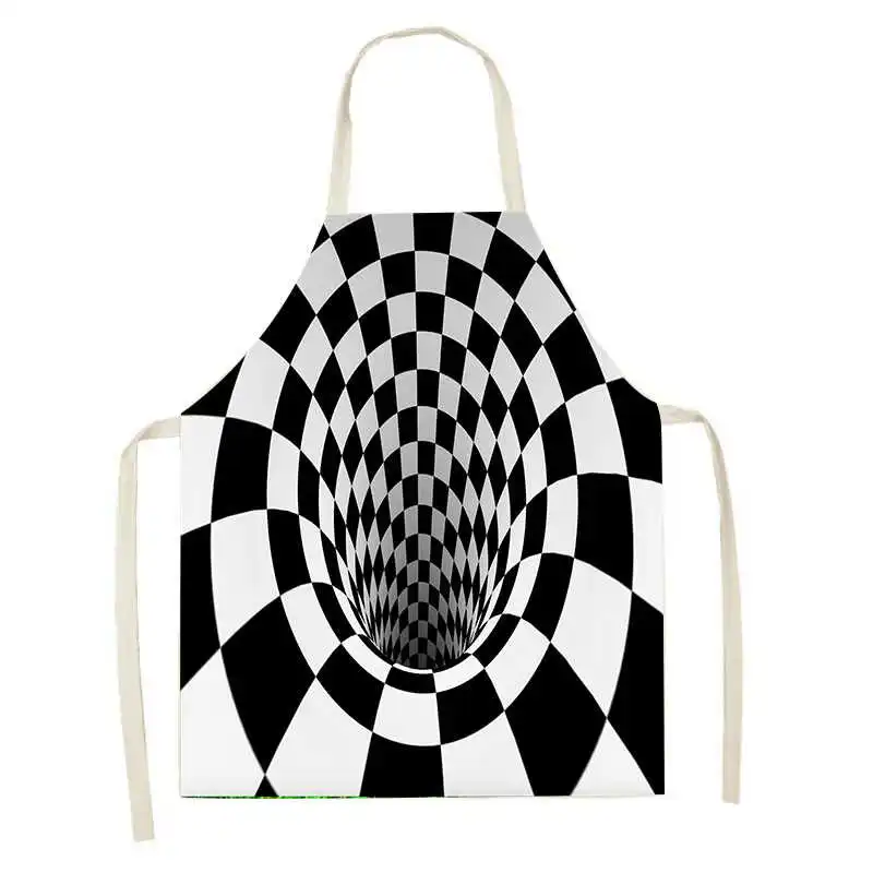 

1Pcs Nordic Simple Geometric Pattern Apron for Women Linen Bibs Household Cleaning Home Cooking Aprons