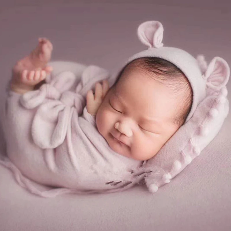 Set de accesorios de fotograf&iacute;a para reci&eacute;n nacidos, Set de 3 unids/set, sombrero, almohada, envoltura para fotos de beb&eacute;s-2