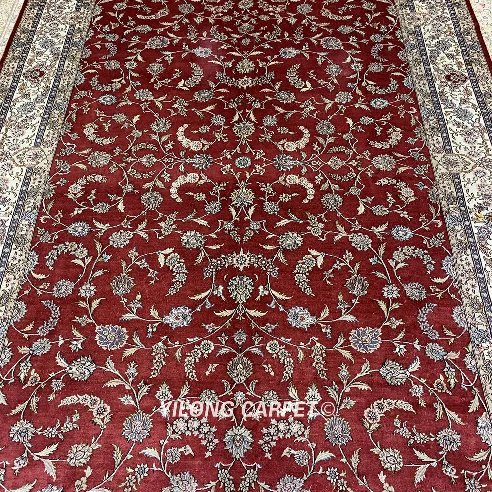 Красные персидские шелковые коврики Yilong 6 'x 9' винтажные восточные