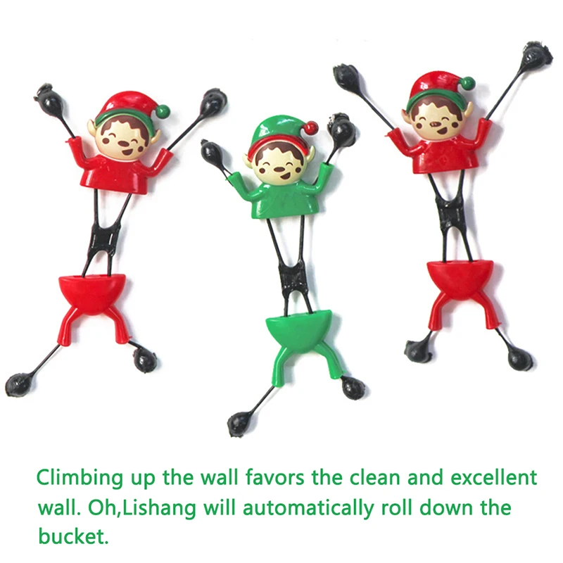 

12PCS Christmas Child Shape Sticky Climbing Wall Man Toy For Party Favor Baby Kids Practical Jokes