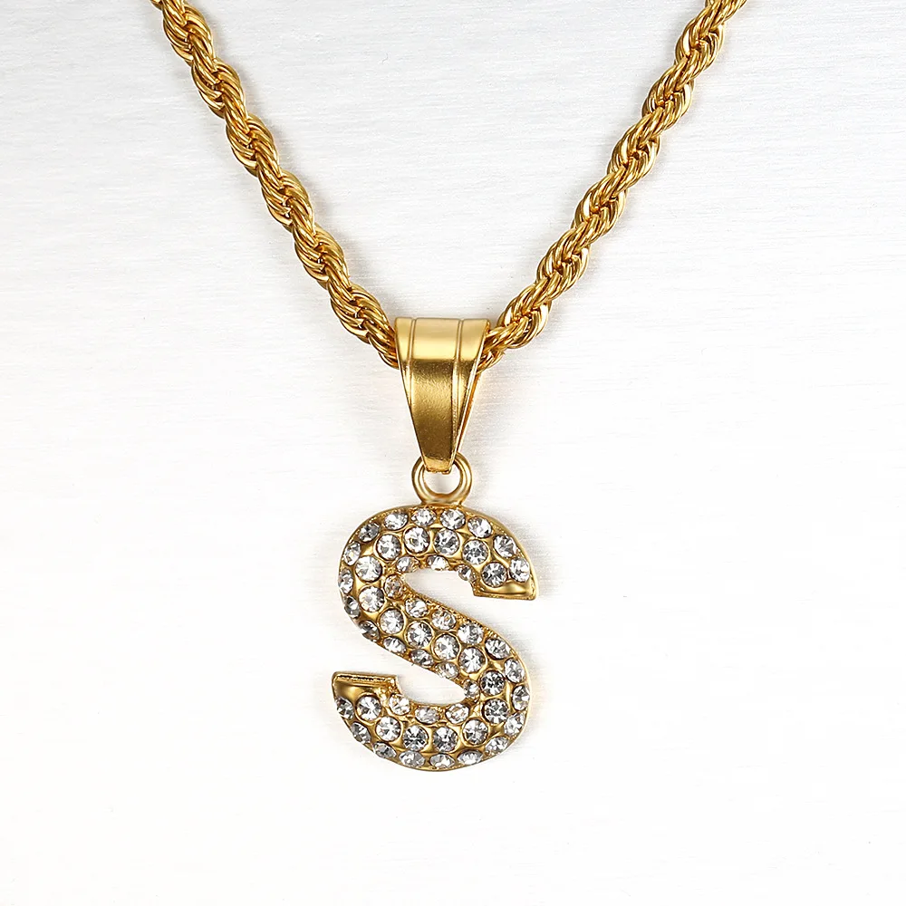 Женские ожерелья с буквами алфавита из нержавеющей стали золотого цвета в стиле