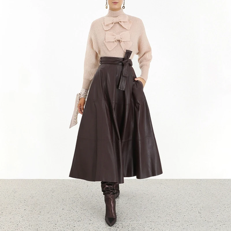 HIGH QUALITY New Fashion 2020 Fall Winter Designer Sweater Women's Lantern Seeve Bow | Женская одежда