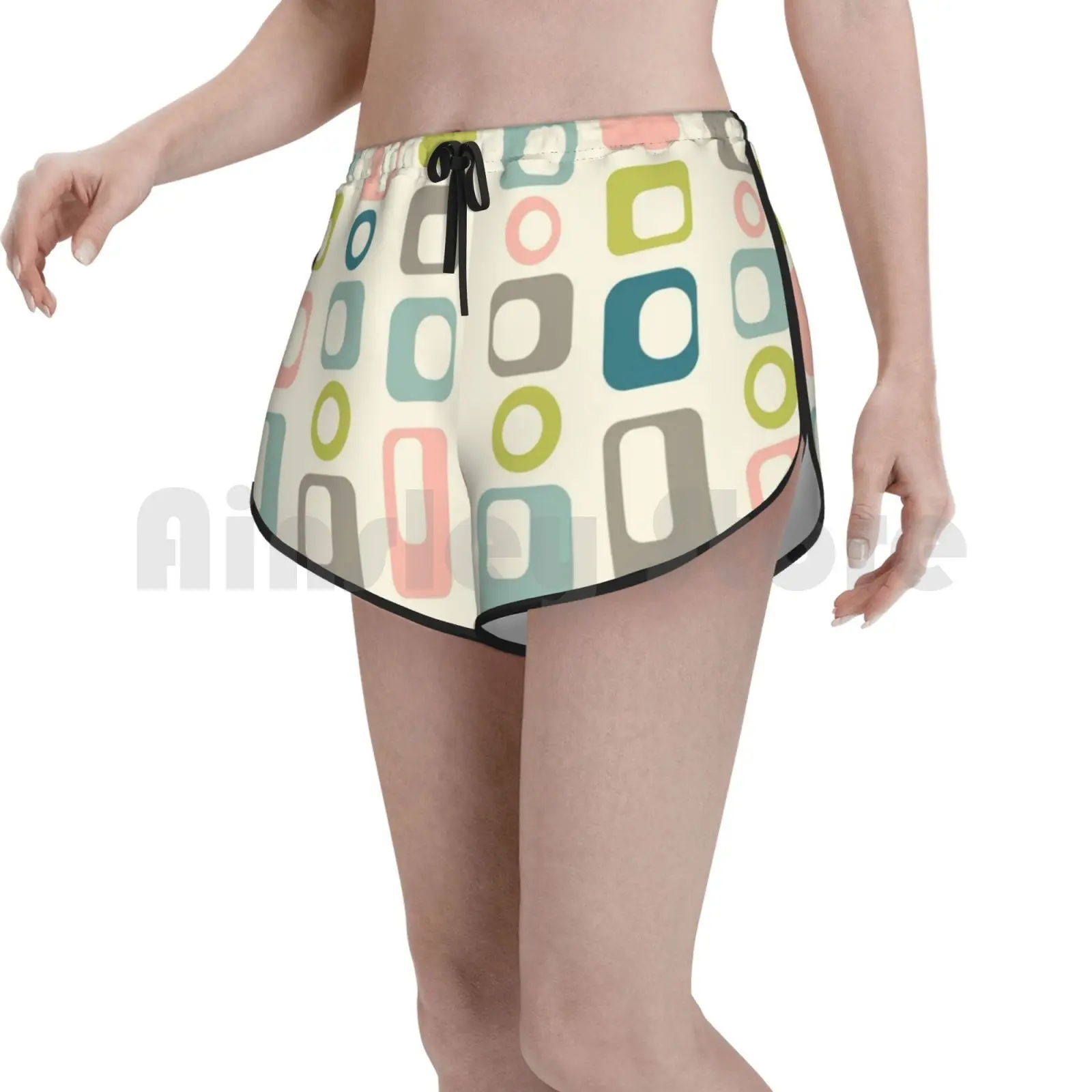 Заводной 50-х узор Шорты для плавания женские пляжные шорты 1970s 70 Ретро Дискотека