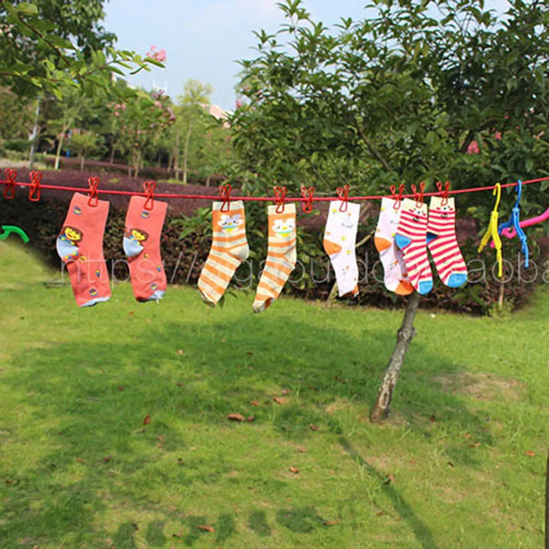 Creative Portable Clothesline with 12 Clothespins Home Outdoor Balcony Air Drying Storage Rack Clothes Rope | Дом и сад