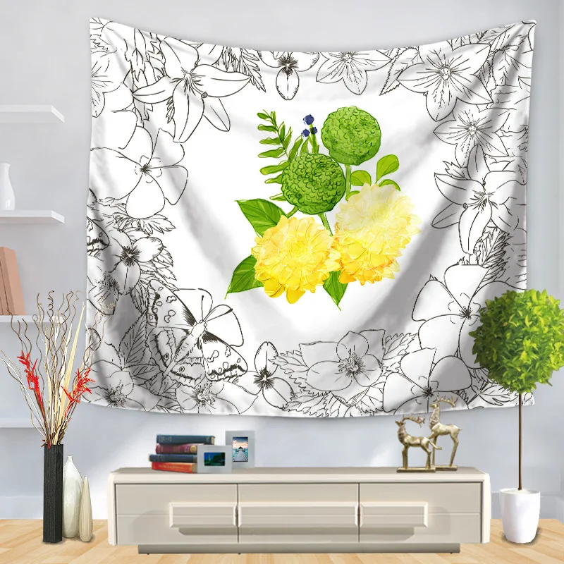 Гобелен животное Волшебная лошадь настенная подвеска Белая гобелены цветы