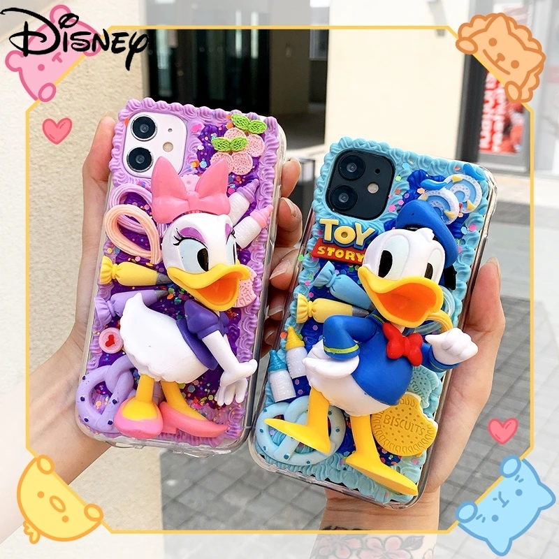 

Disney cartoon Donald Duck Daisy handmade diy girl phone case for iphone 12mini/11pro/12promax/se/xr/7plus/8p/xs/xsmax/12pro/