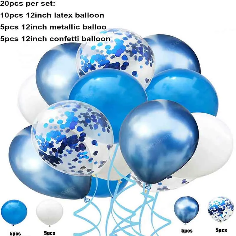 Mixed blue 20 шт./лот, зеленые шары, металлические шары на день рождения, свадьбу, воздушный шар "Конфетти", украшение для дня рождения, для детей, взрослых, шары из латекса 7MZ - Цвет: Mixed blue
