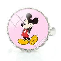 disney mickey classic animation character ring adjustable handmade craft glass art ring girl role playing anime accessories