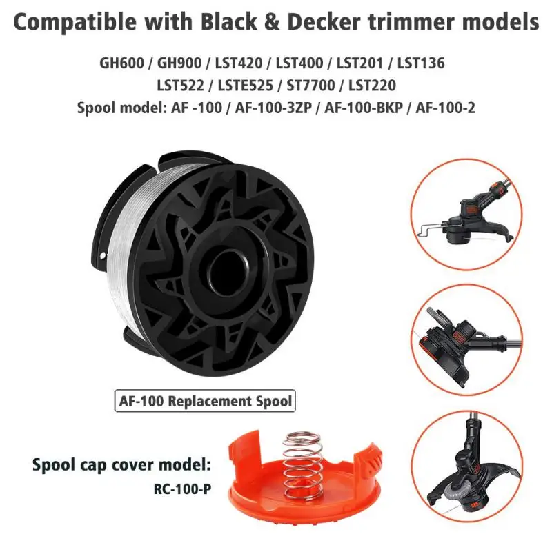 

0.065 Trimmer line Spool Weed Eater String Spool Line + Trimmer Cap&Spring Kit Fit Gardening Accessories cover For Black Decker