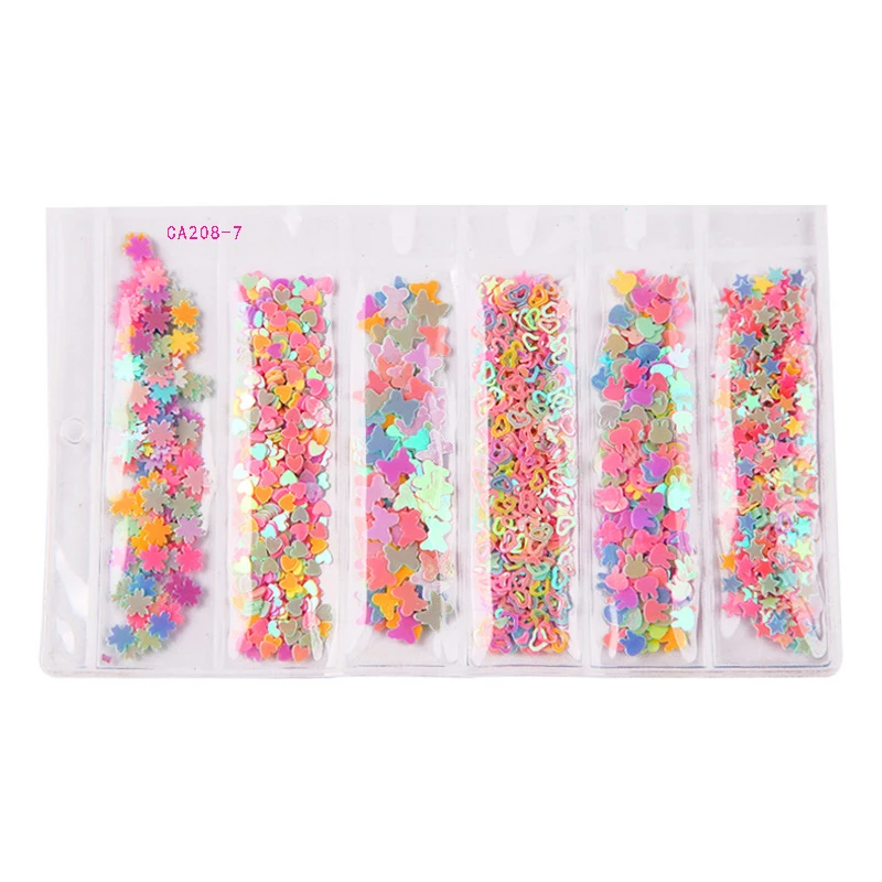 1 сумка Радужный Блеск для ногтей звезды сердце цветы формы бабочек хлопья