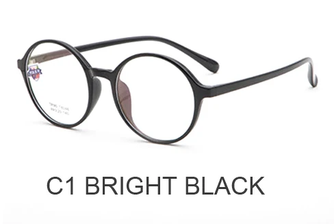 C1 BRIGHT BLACK Ретро круглые очки маленькие очки для лица корейский черный стиль BSX8048 Свет Tr90 оптическая рамка может сделать близорукость очки - Цвет оправы: C1 BRIGHT BLACK