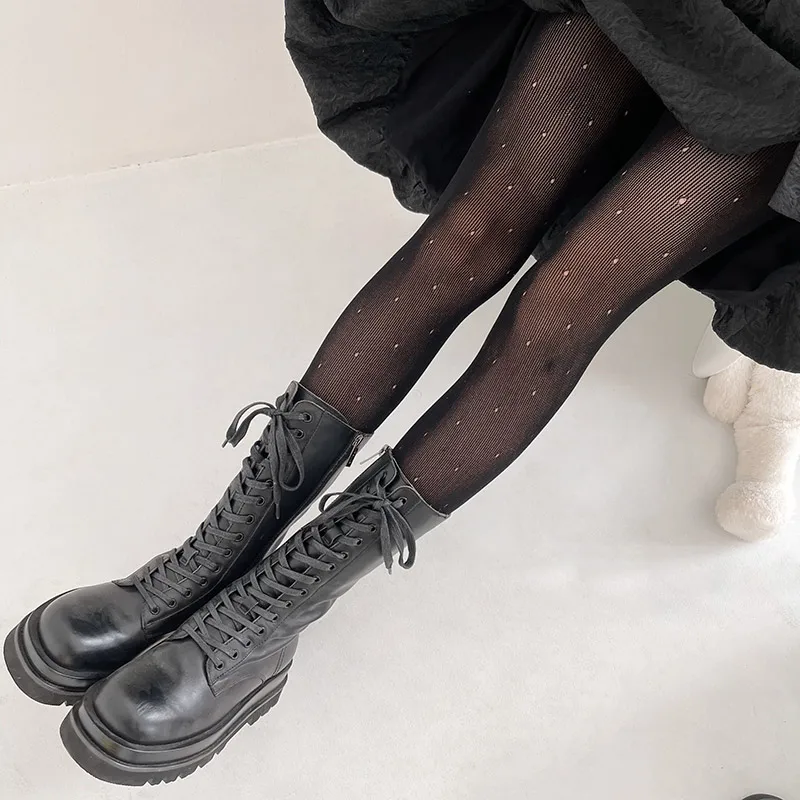 

Ажурные чулки в темную точку, милые крутые чулки в стиле "Лолита" для девушек, сексуальные женские облегающие носки в японском стиле, панк, же...