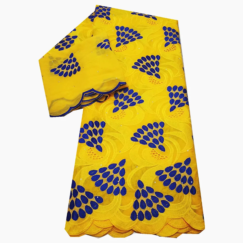 

Новейшая желтая швейцарская вуаль, кружевная ткань, 100% хлопок, вышивка, высокое качество, Африканское французское кружево для свадьбы, 5 + 2 я...