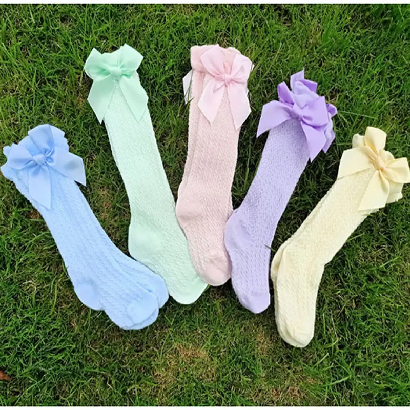 

Baby Socks Summer Thin Baby Bow Mesh Anti-Mosquito Knee Length Socks Boneless Loose Socks Prince toddler girl knee high socks