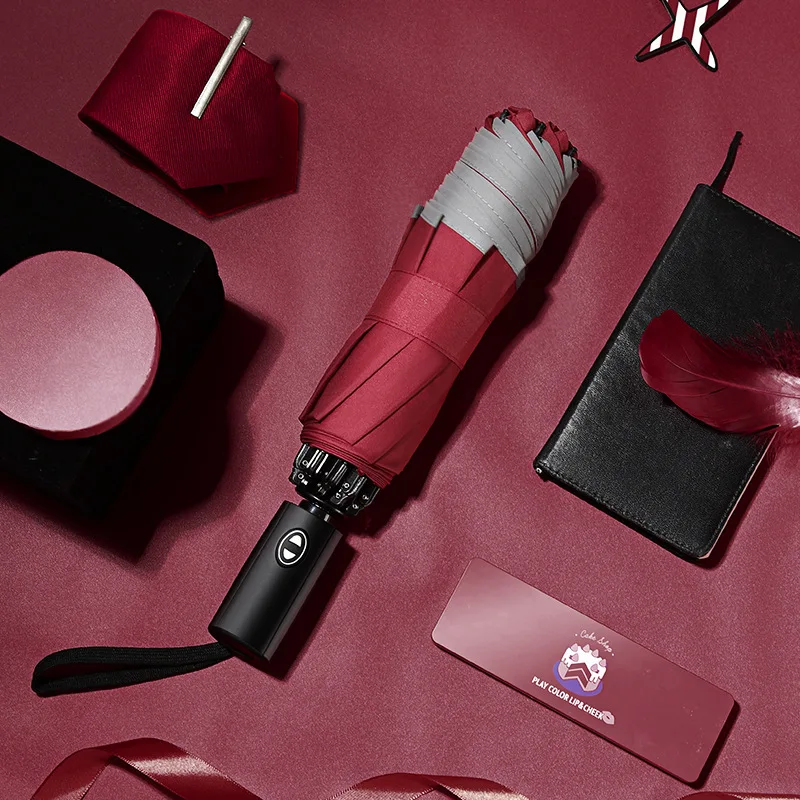 

Fully Automatic Umbrella Men Business Folding Reverse Strong Travel Uv Protection Rain Umbrella Business Outdoor Rain Gear A6A