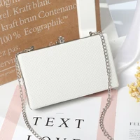 luxury designer bag white ladies frame bag black women leather clutches purse black diamond lattice handbag chain evening bags