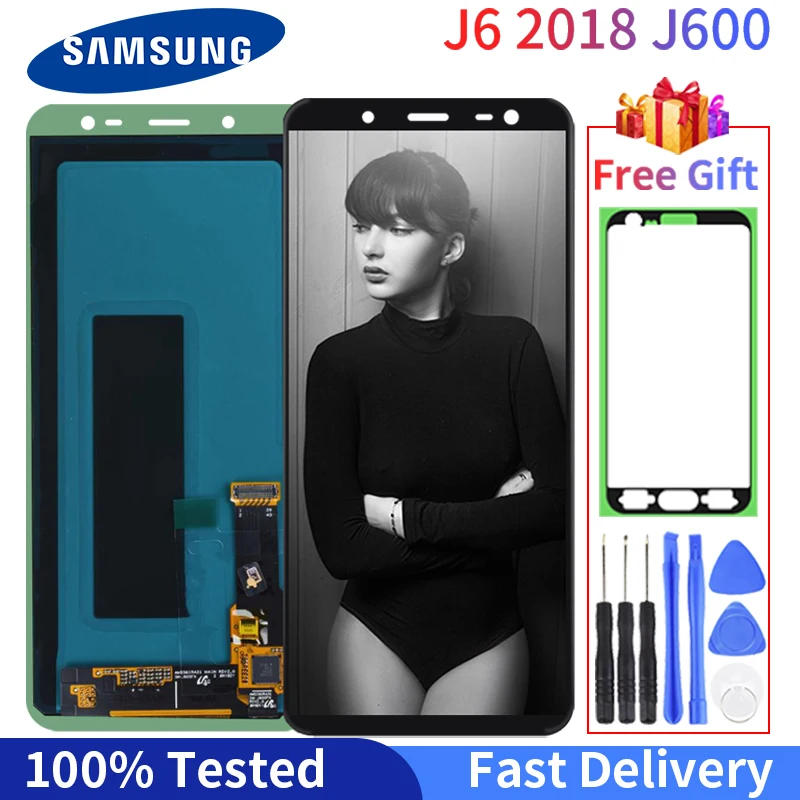 100% Оригинальный SUPER AMOLED J6 дисплей для SAMSUNG Galaxy J600 J600G J600F J600L сенсорный экран